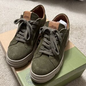 Olive Green Suede Women's Sneakers